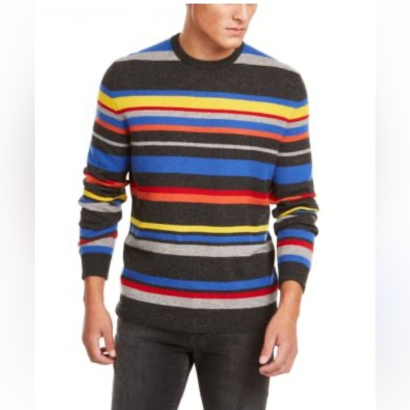 CLUB ROOM Luxury Cashmere Men's Printed Stripe Pullover Crewneck Sweater L Luxe - Picture 13 of 13